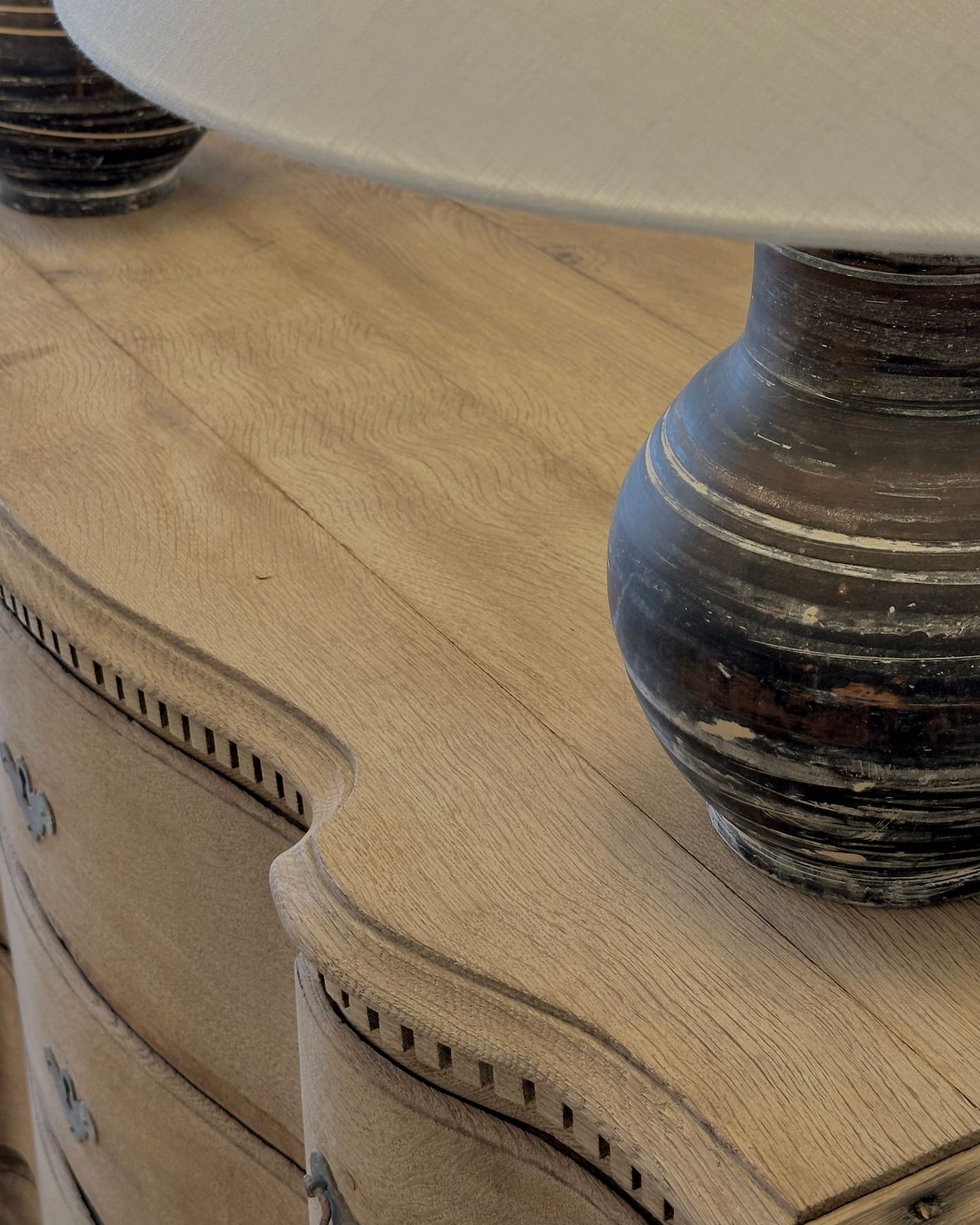 Pair of Han Dynasty Style Lamps - White Linen