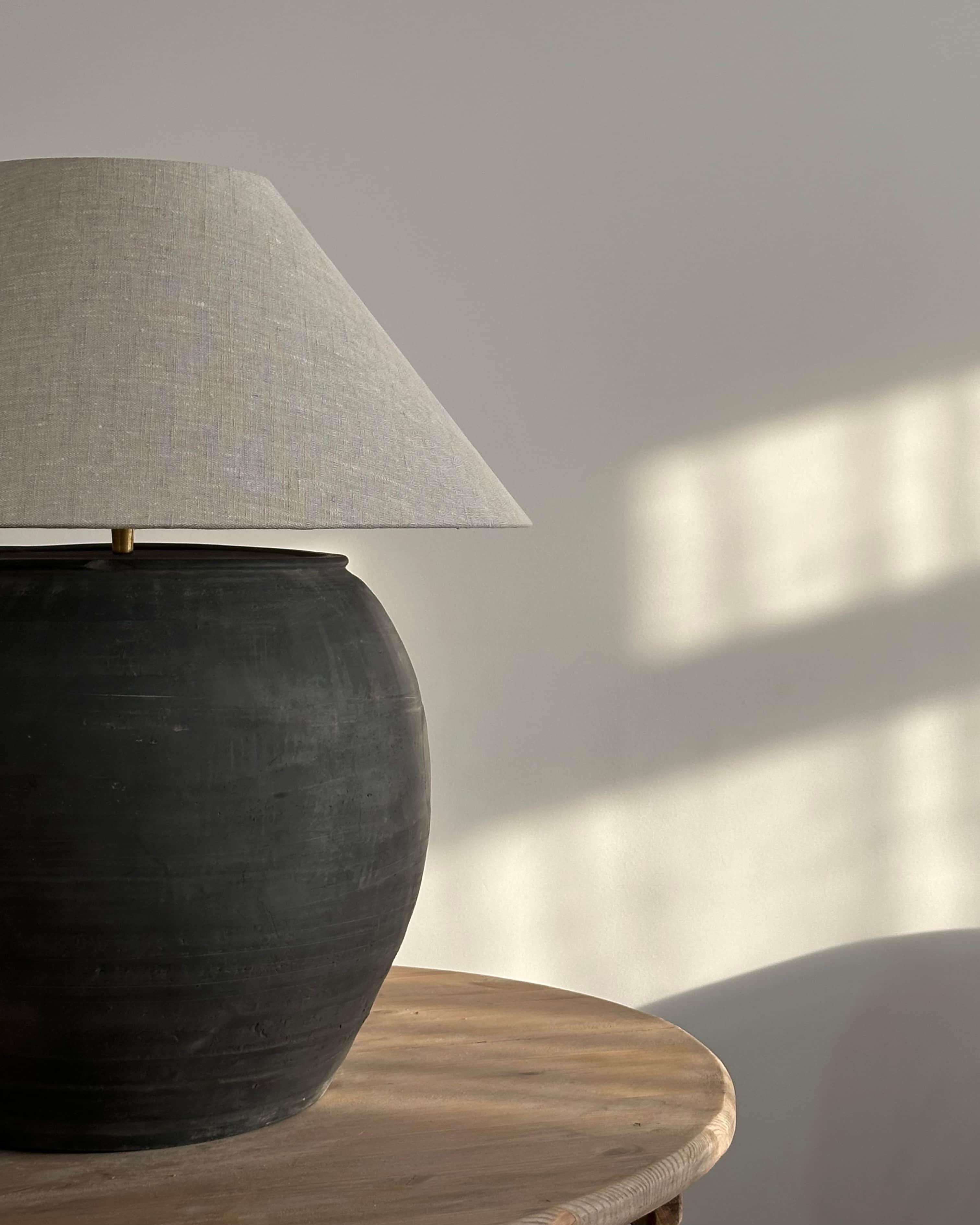 Black Bespoke Lamp with Belgian Linen Shade
