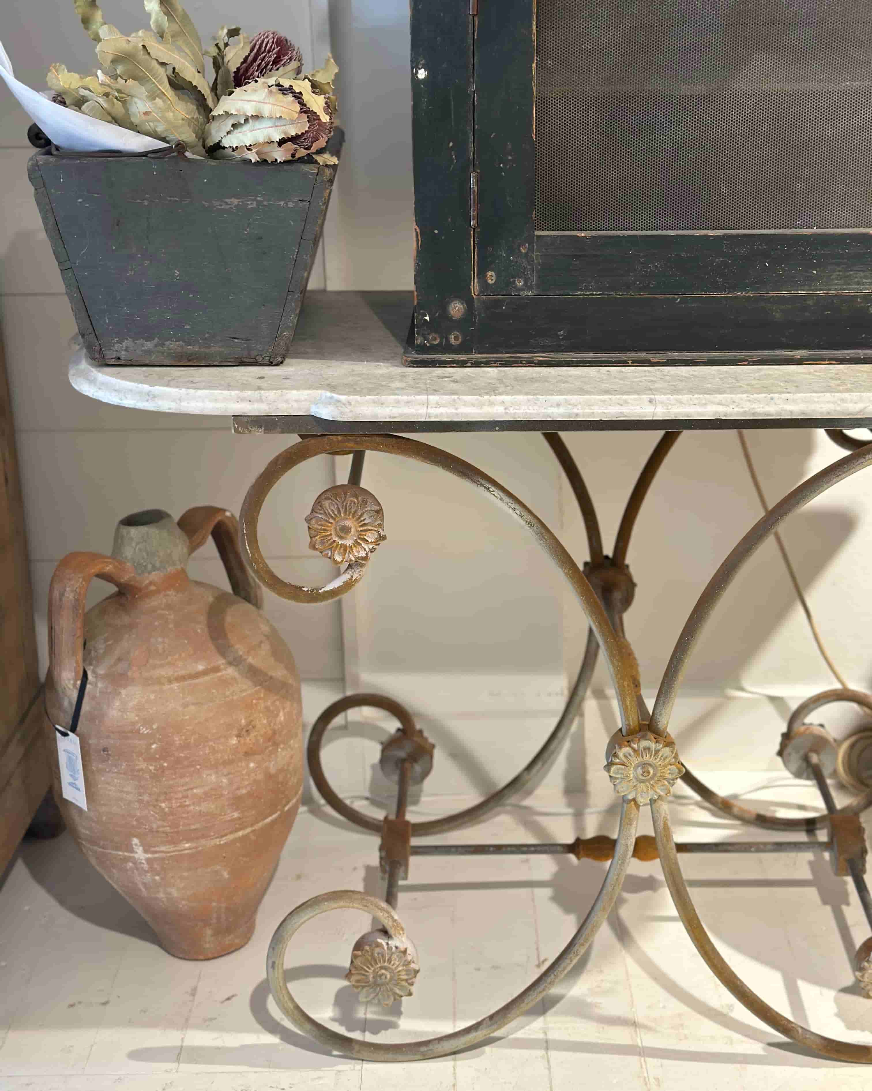 French Patisserie Table with Marble Top