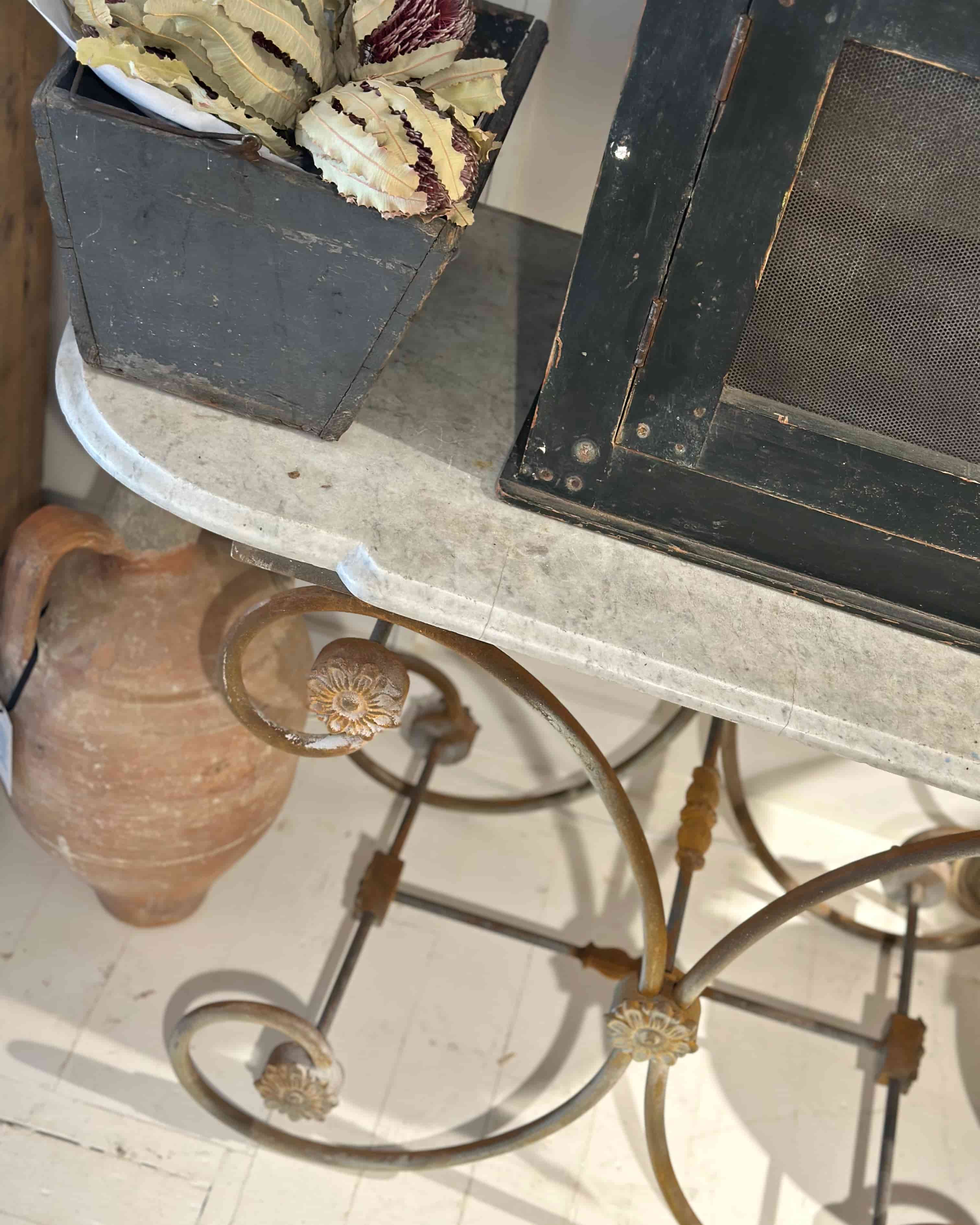 French Patisserie Table with Marble Top