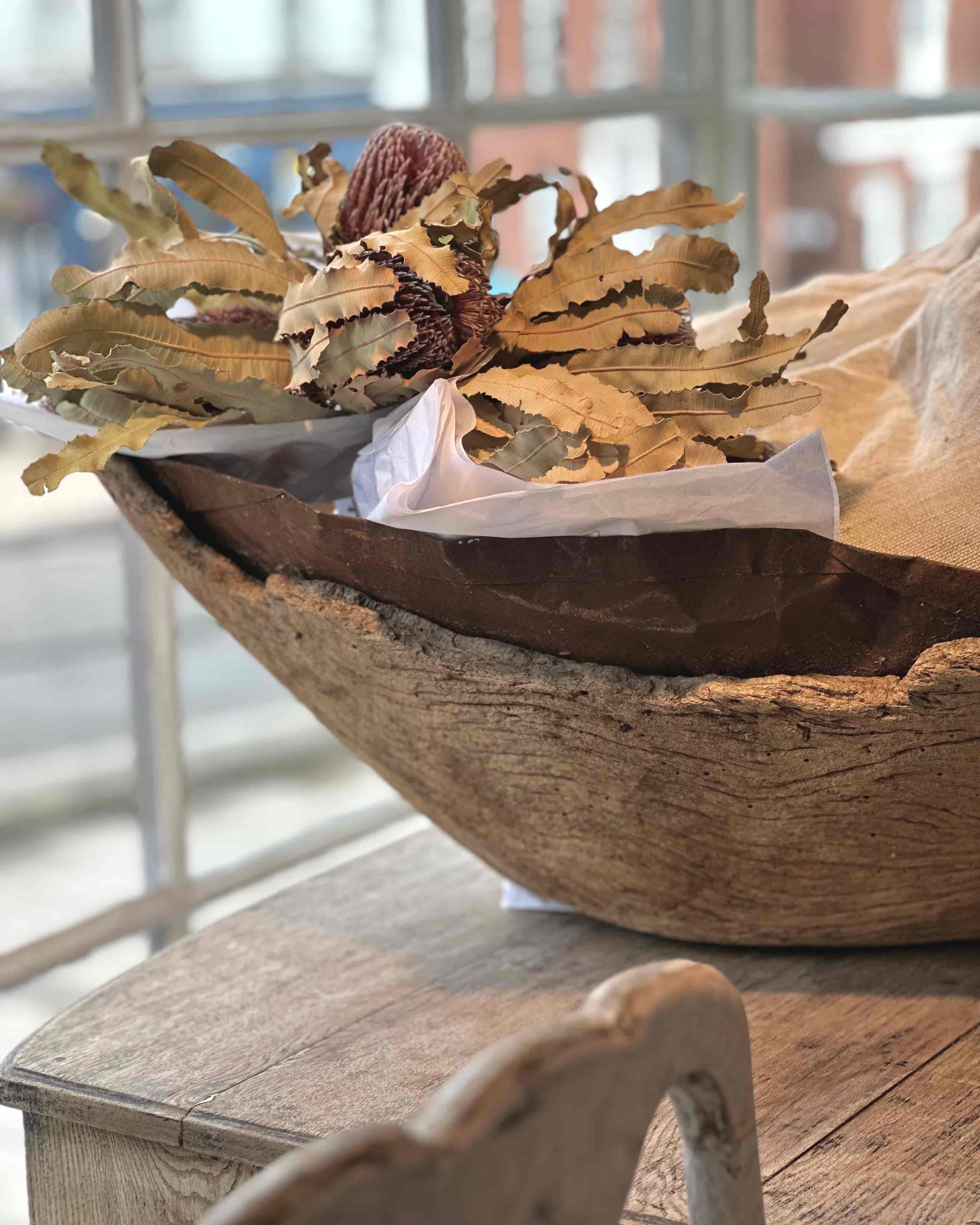 XL European Antique Wooden Bowl