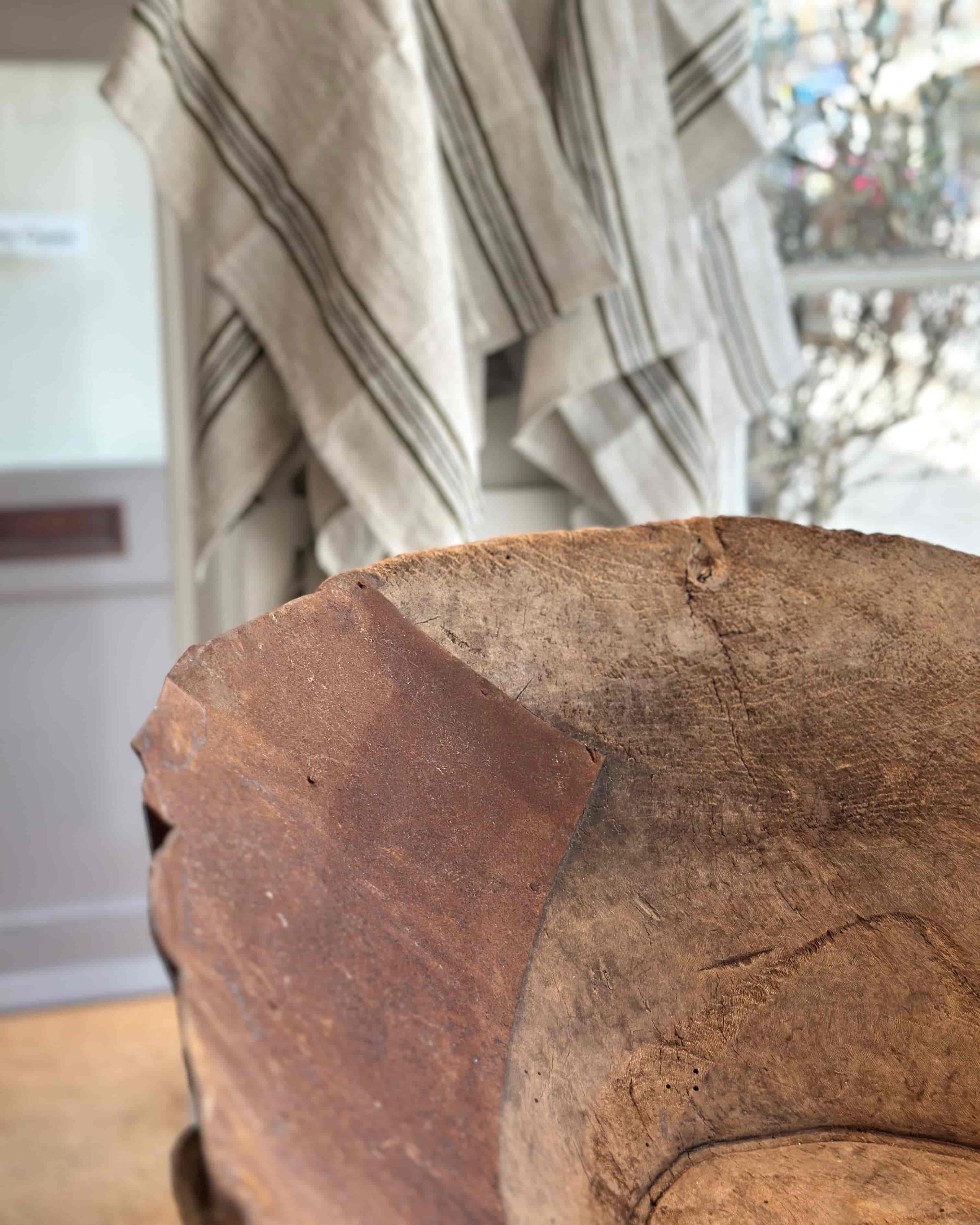 XL European Antique Wooden Bowl