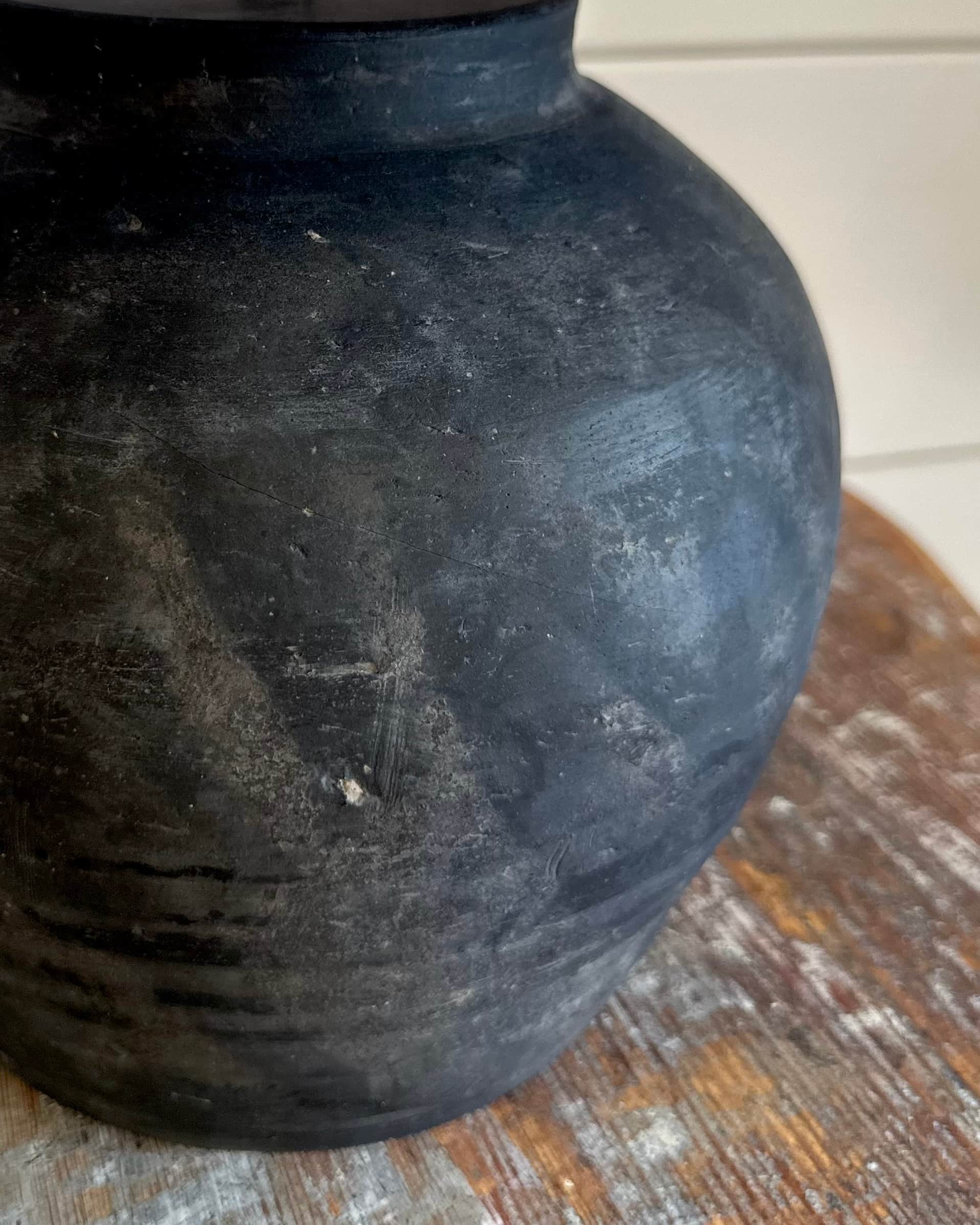 Mini Black Artisanal Lamp & Linen Shade