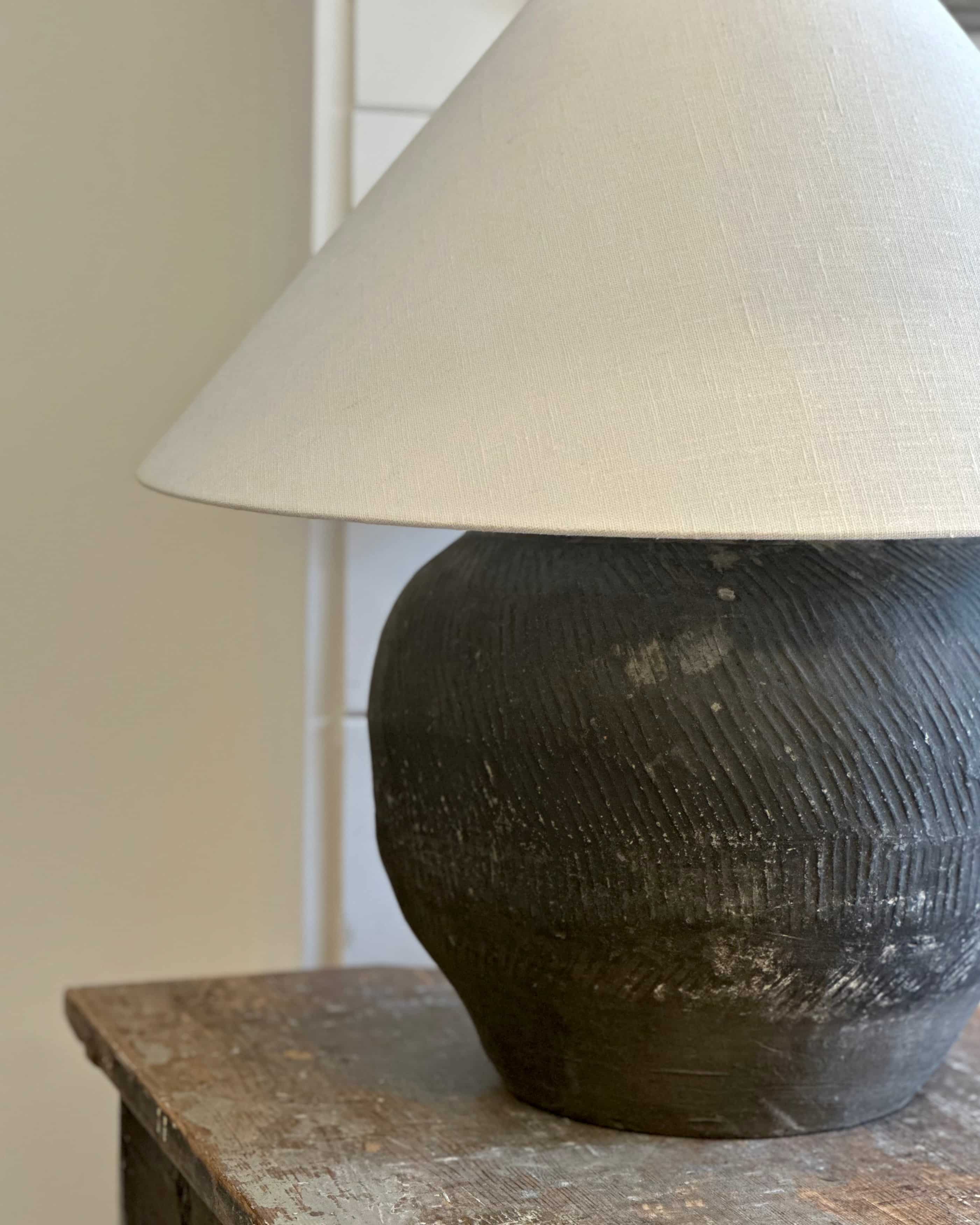 Large Black Textured Bespoke Lamp