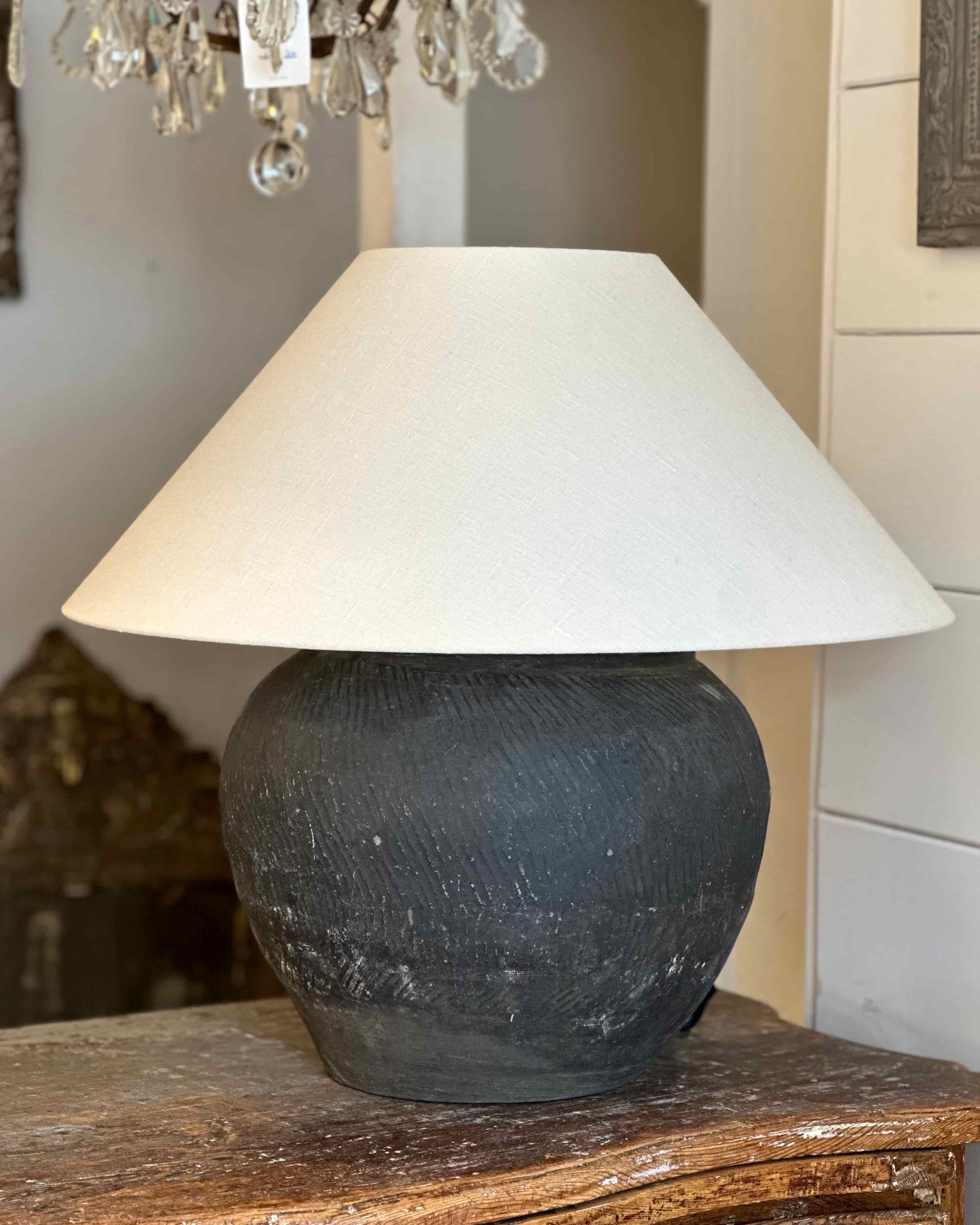 Large Black Textured Bespoke Lamp