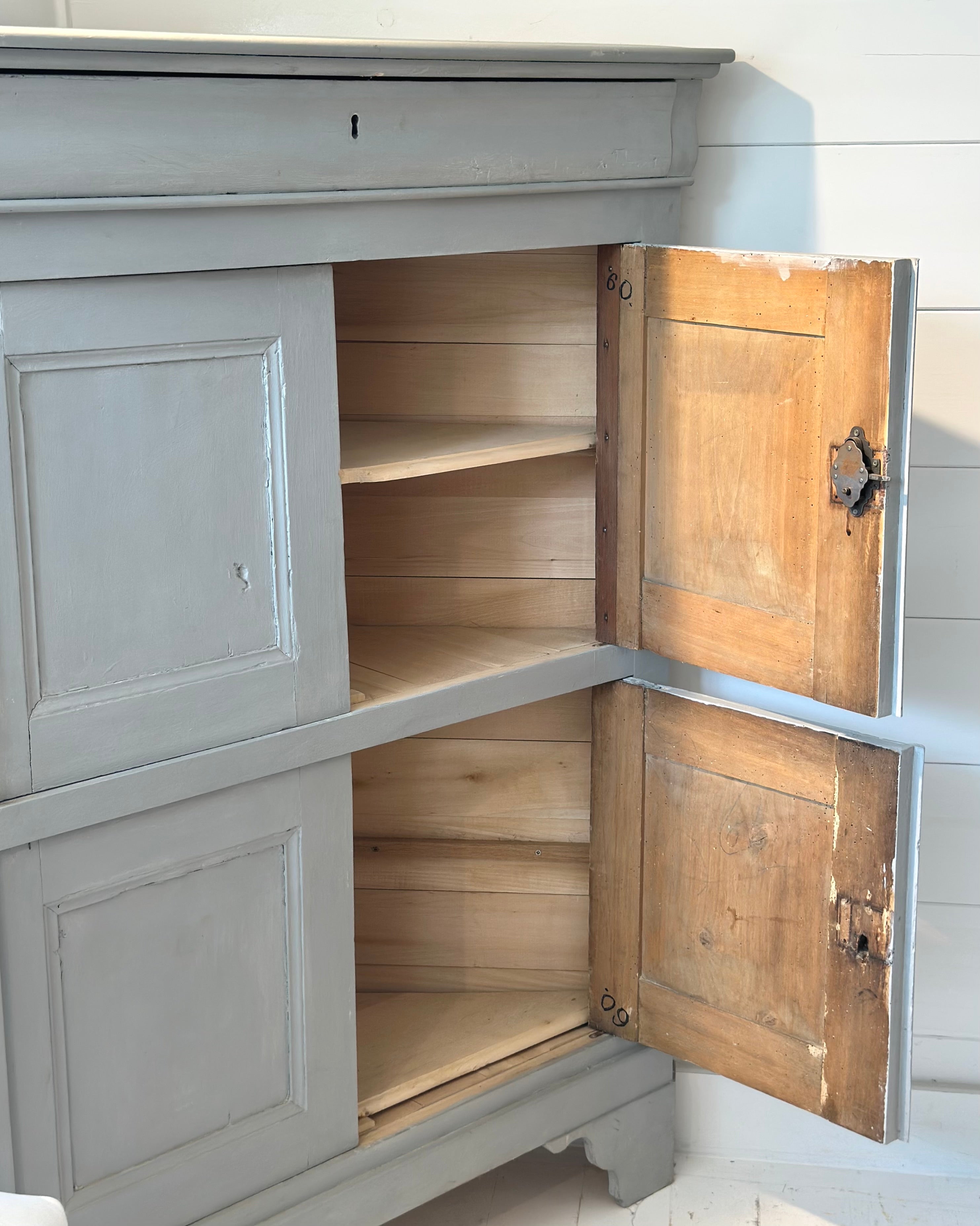 Antique Painted Corner Cupboard & Key