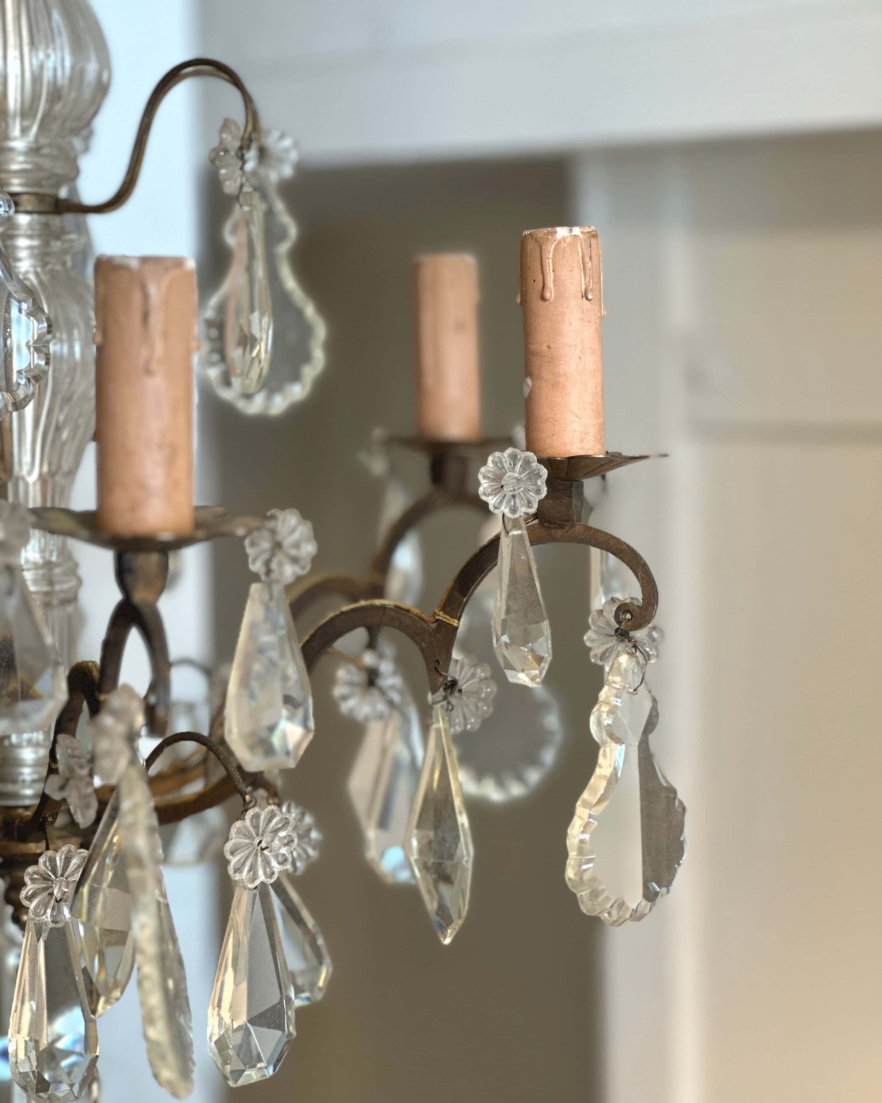 French 6-Arm Crystal Chandelier