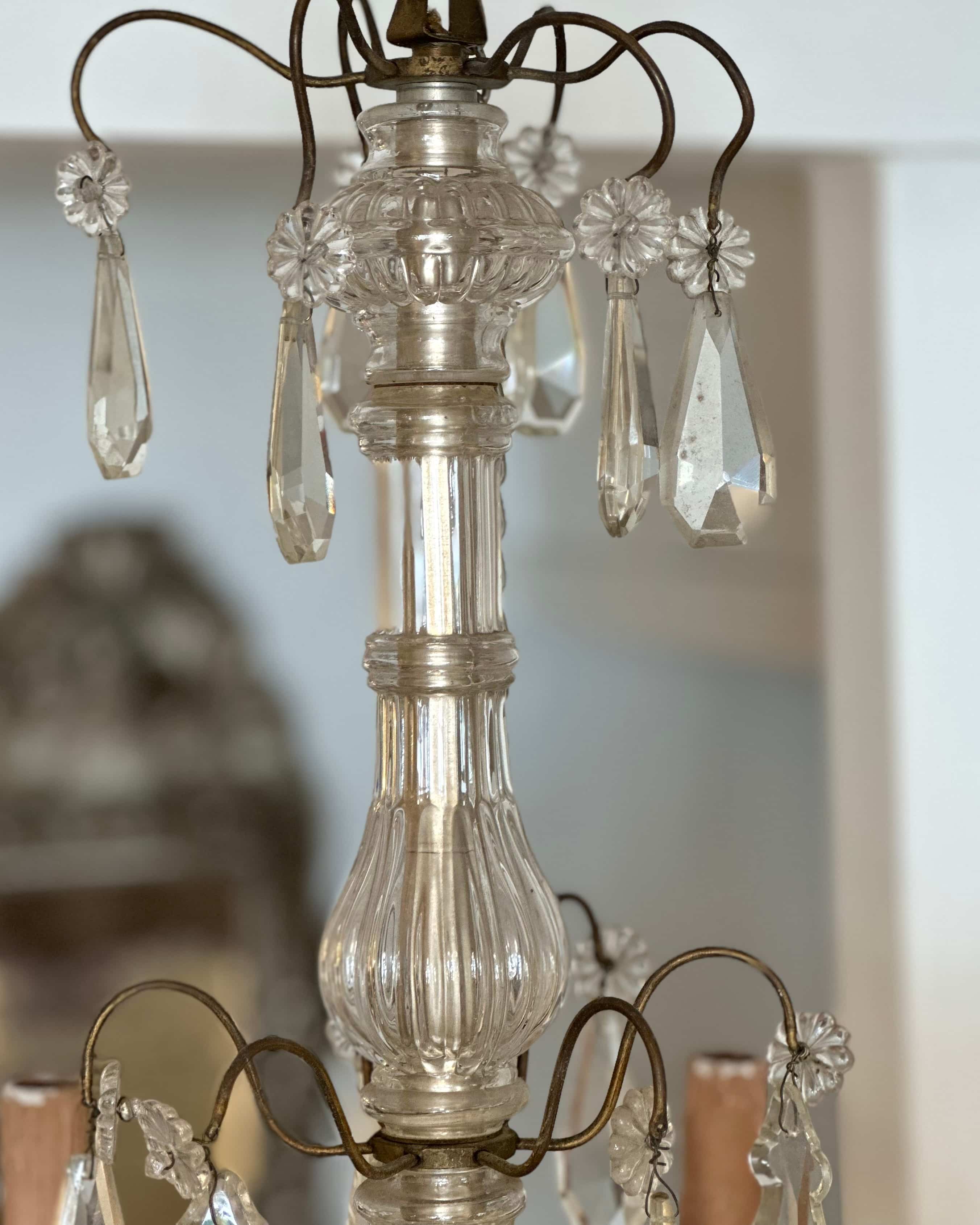 French 6-Arm Crystal Chandelier