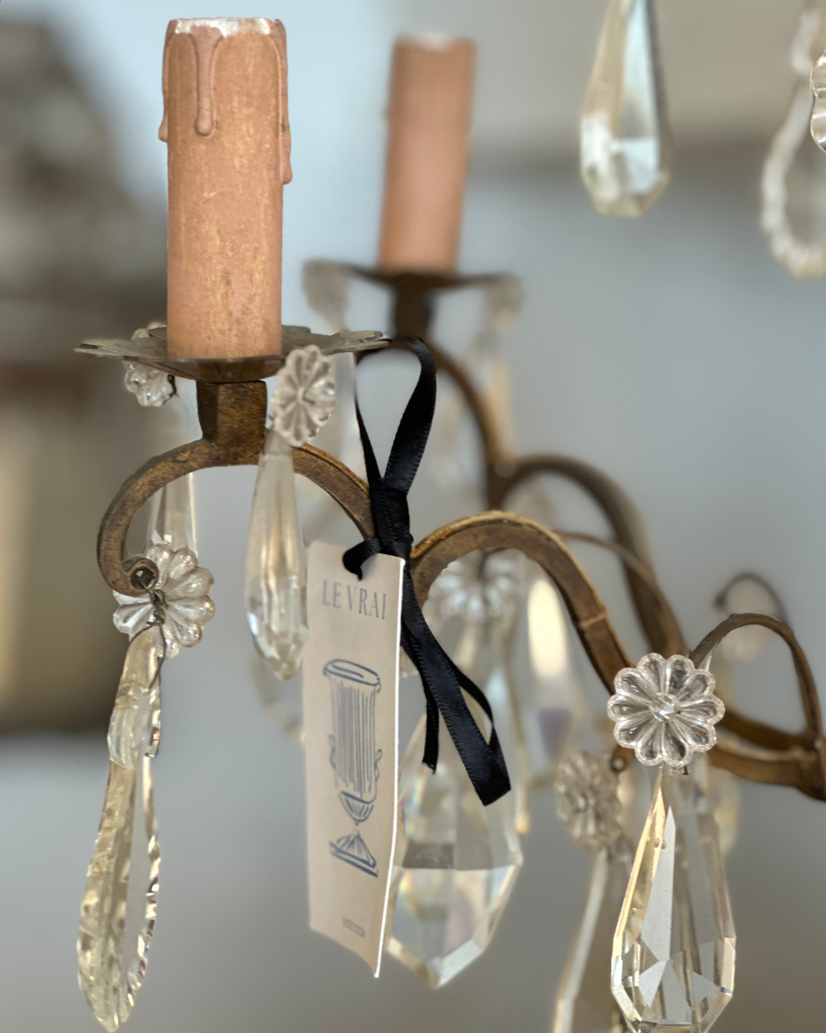 French 6-Arm Crystal Chandelier