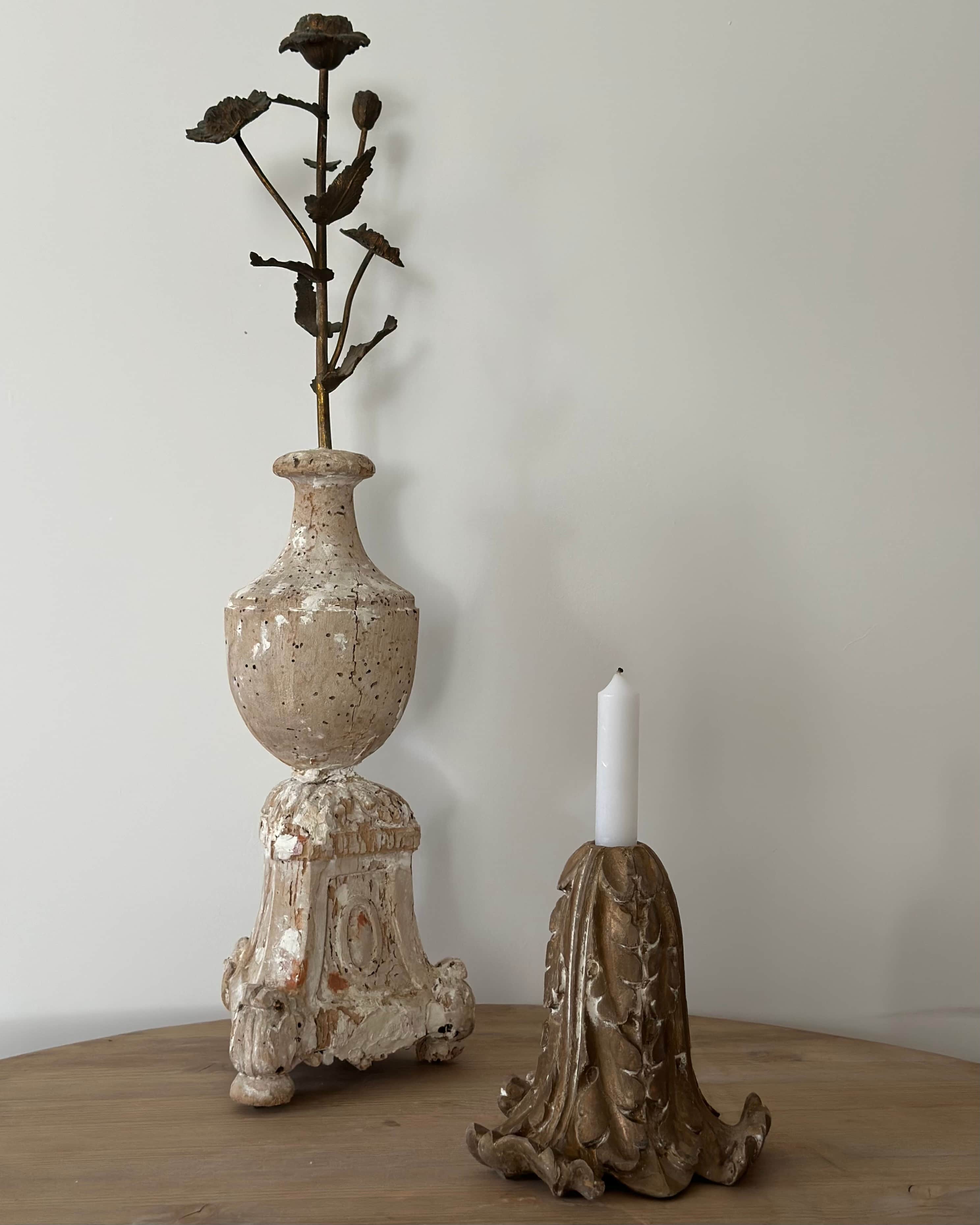 18th-Century French Fragment Floral Candle Holder