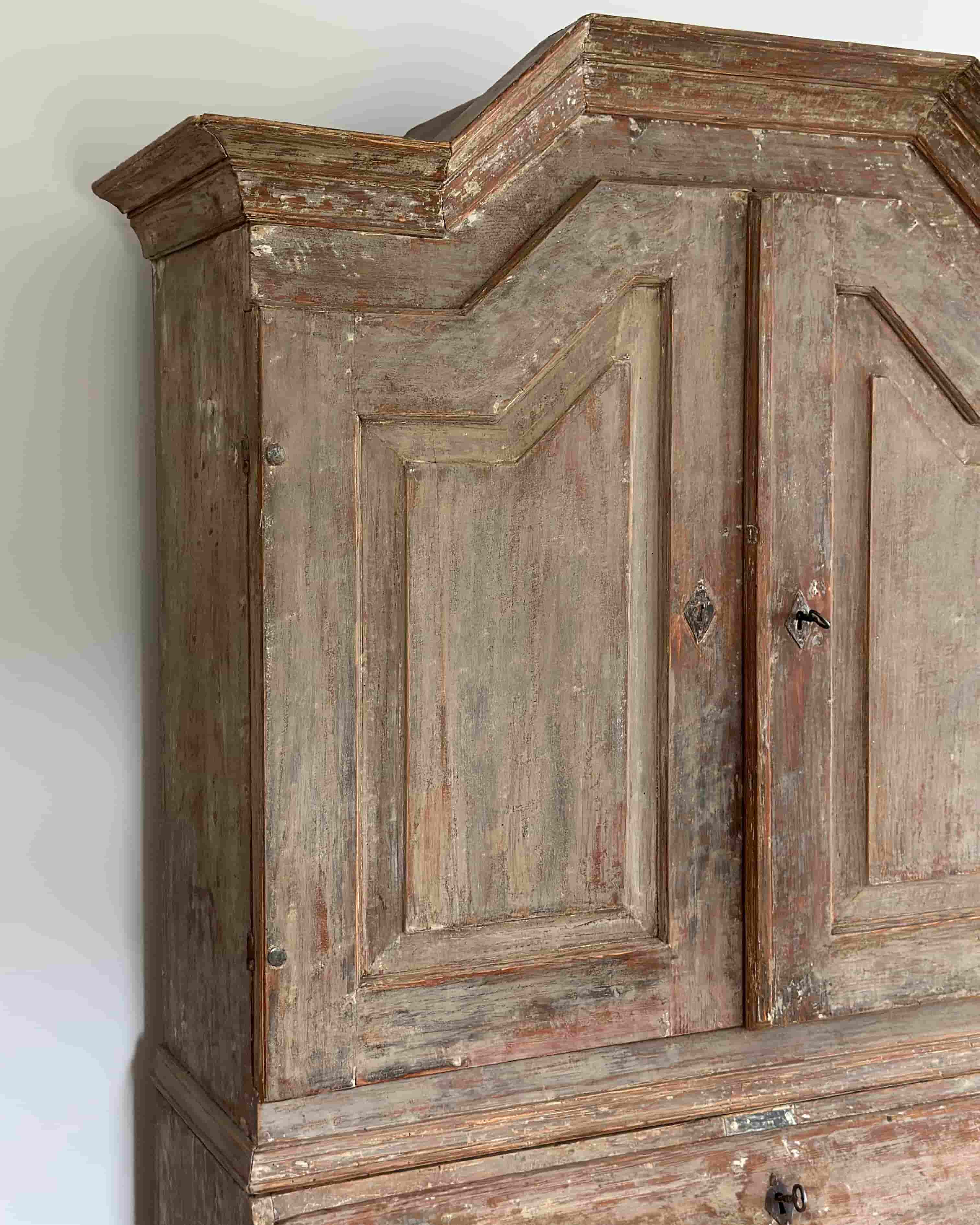 Swedish Baroque 2 piece Secretaire Cupboard