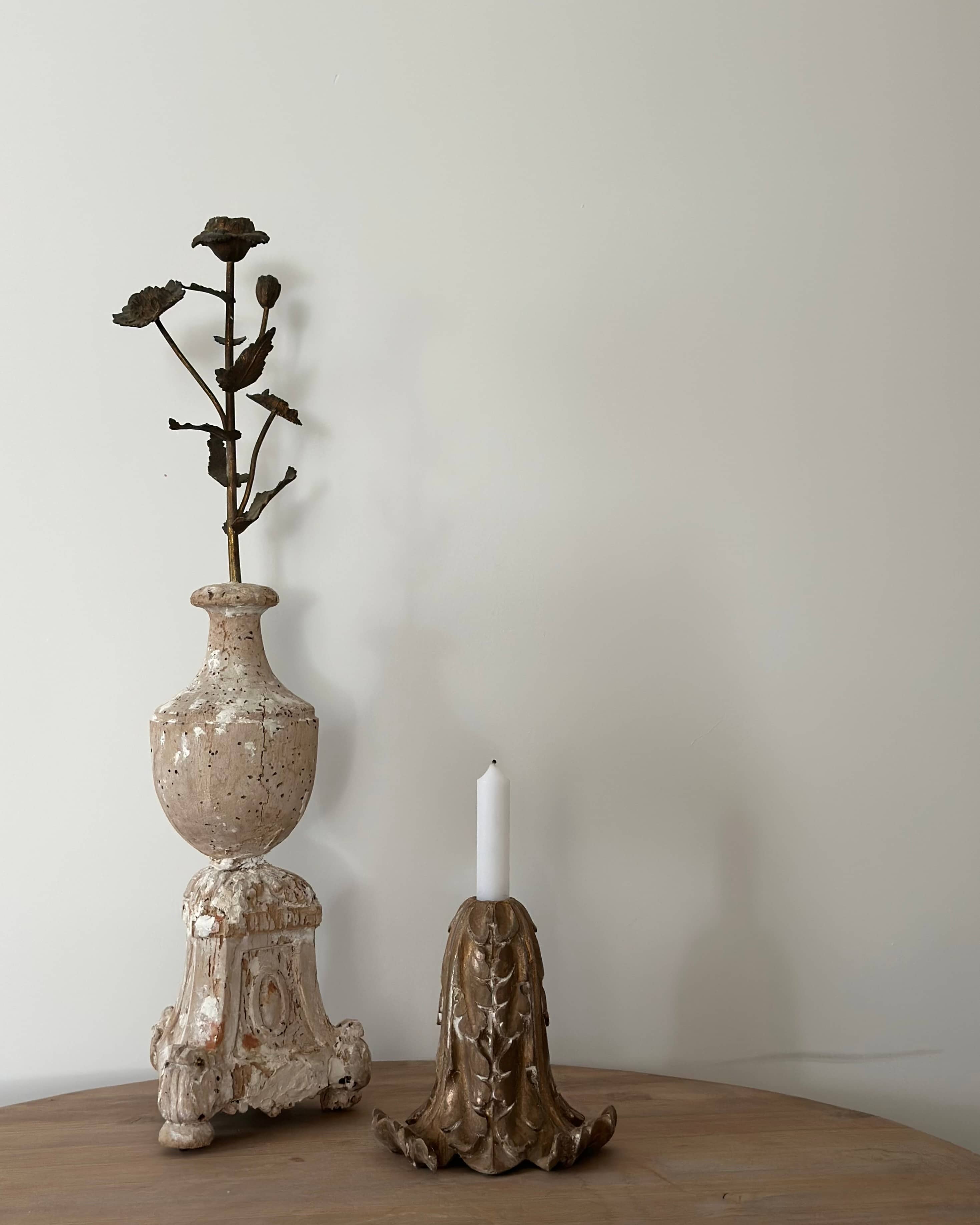 18th-Century French Fragment Floral Candle Holder