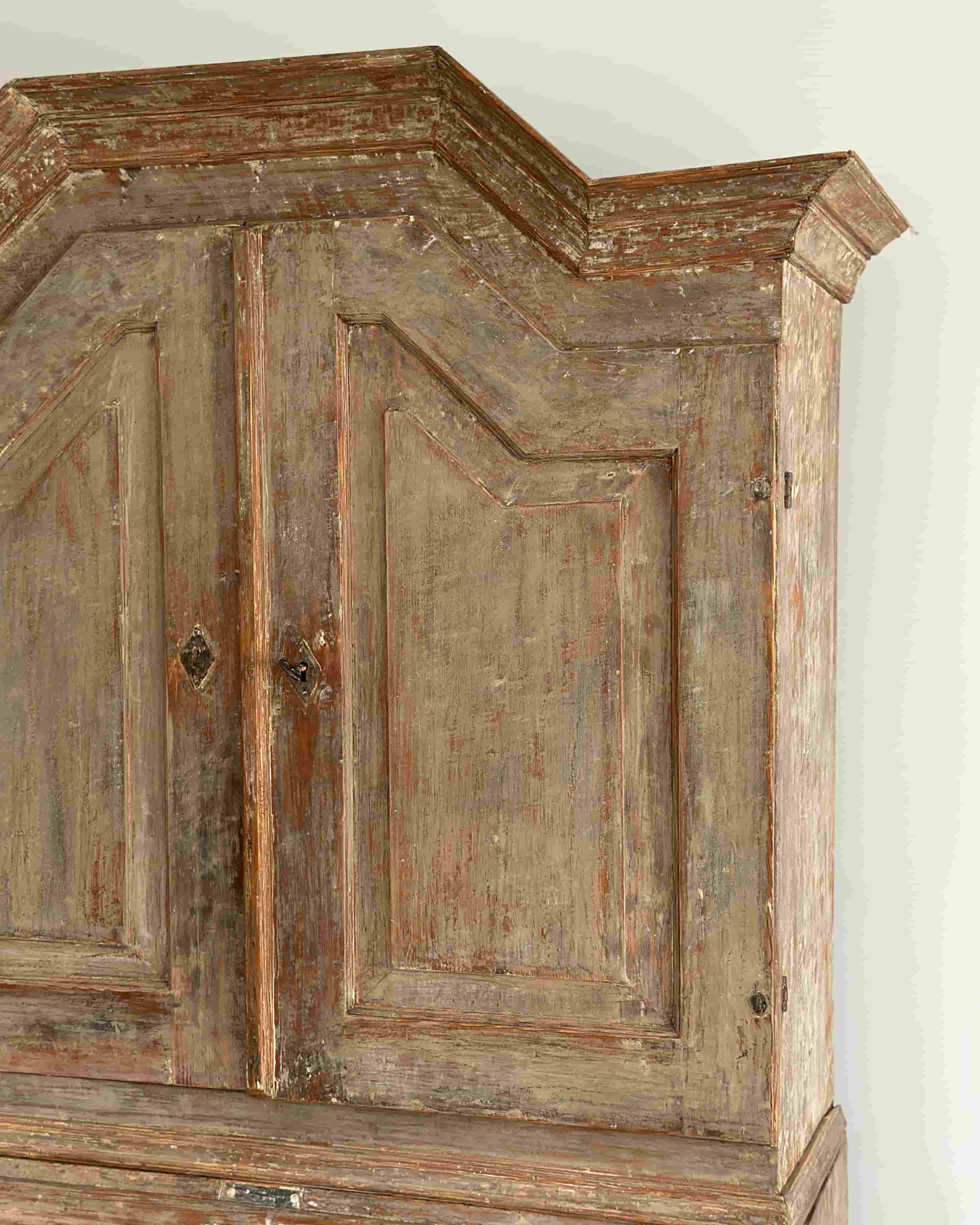 Swedish Baroque 2 piece Secretaire Cupboard