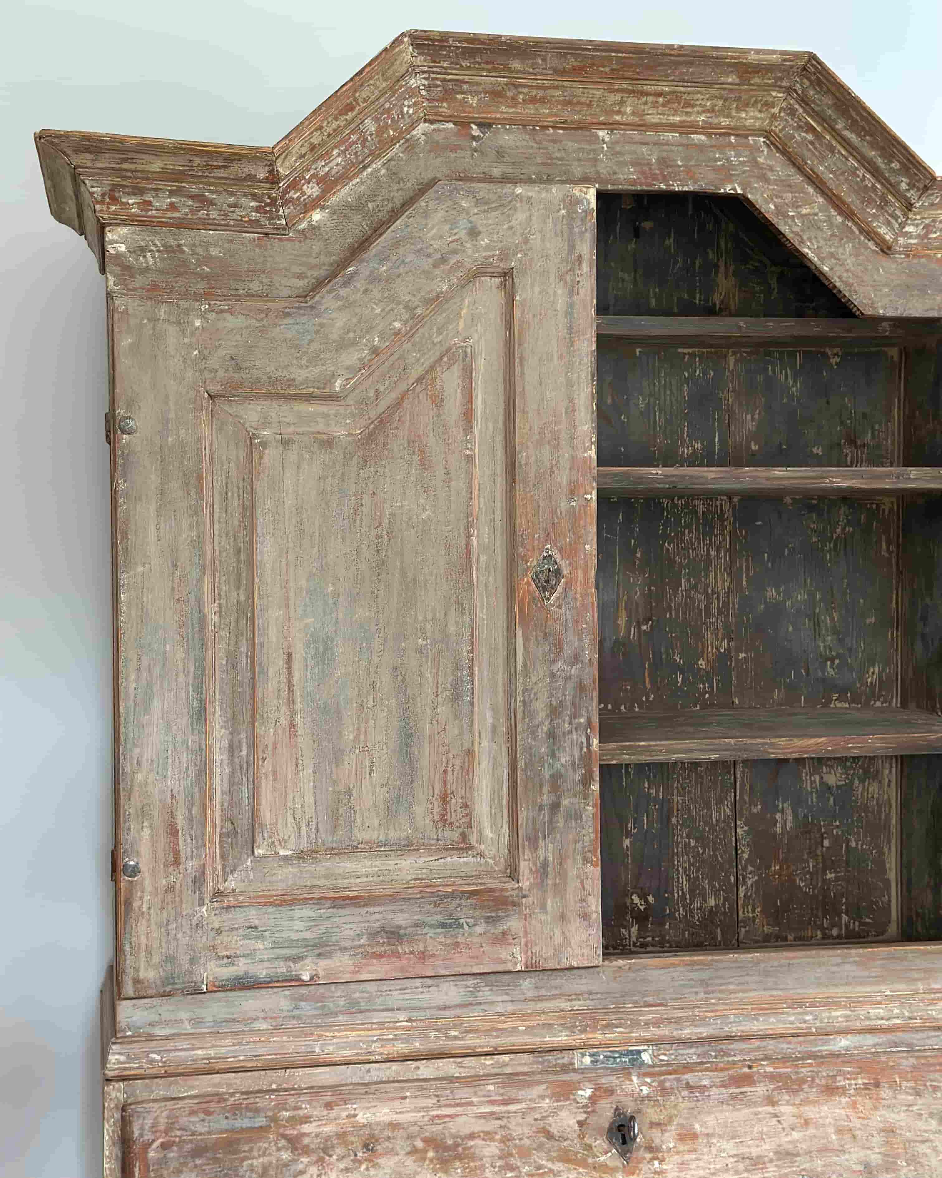Swedish Baroque 2 piece Secretaire Cupboard