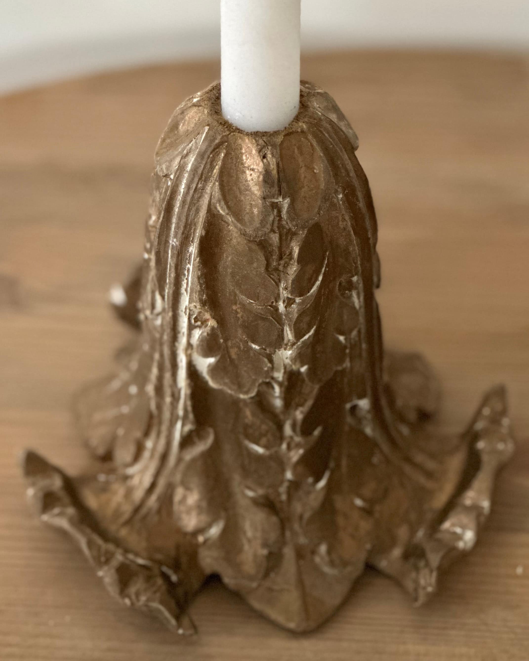 19th-Century French Gilded Leaf Candlestick