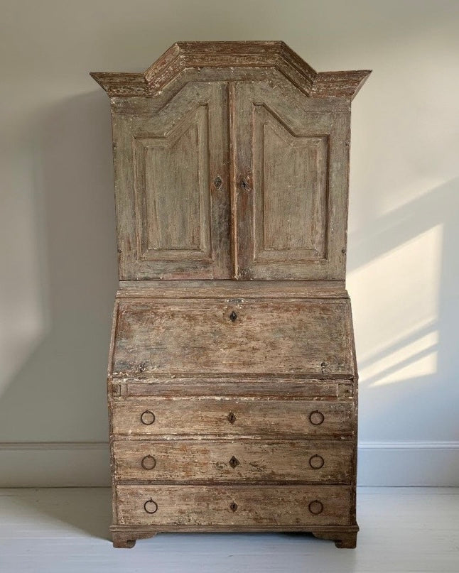 Swedish Baroque 2 piece Secretaire Cupboard