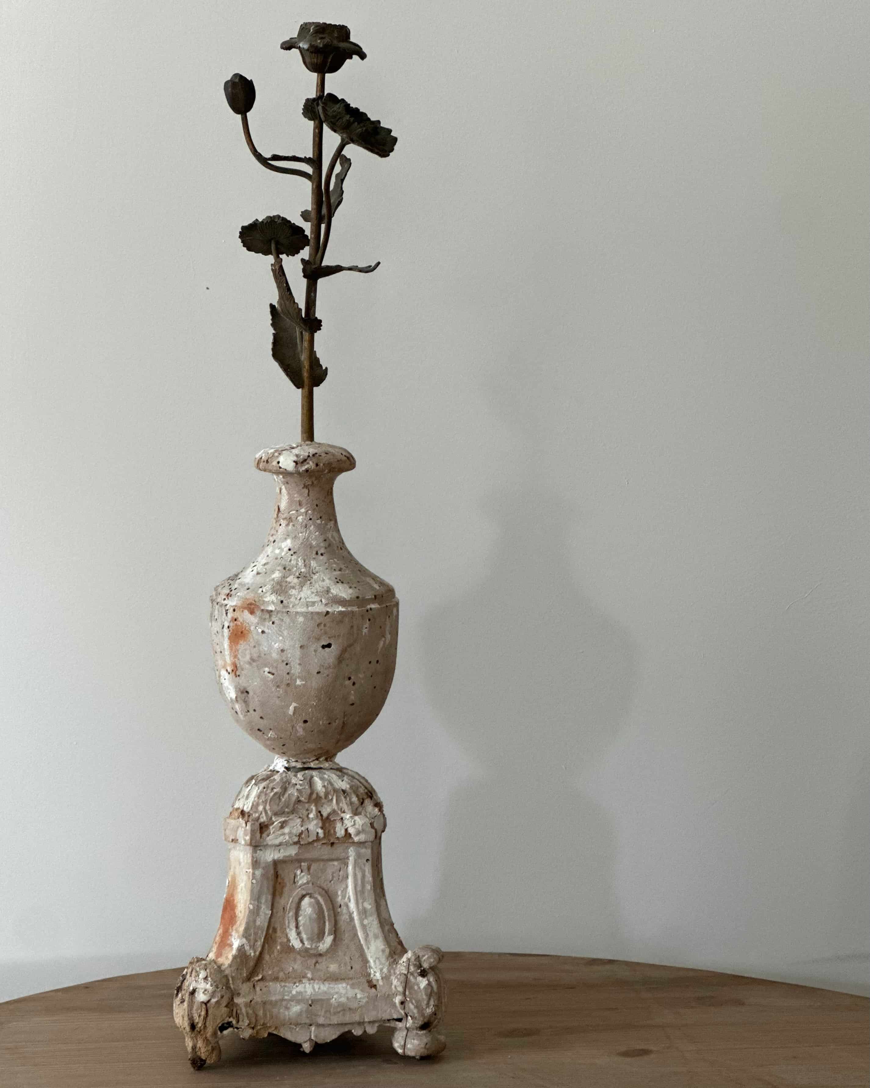 18th-Century French Fragment Floral Candle Holder