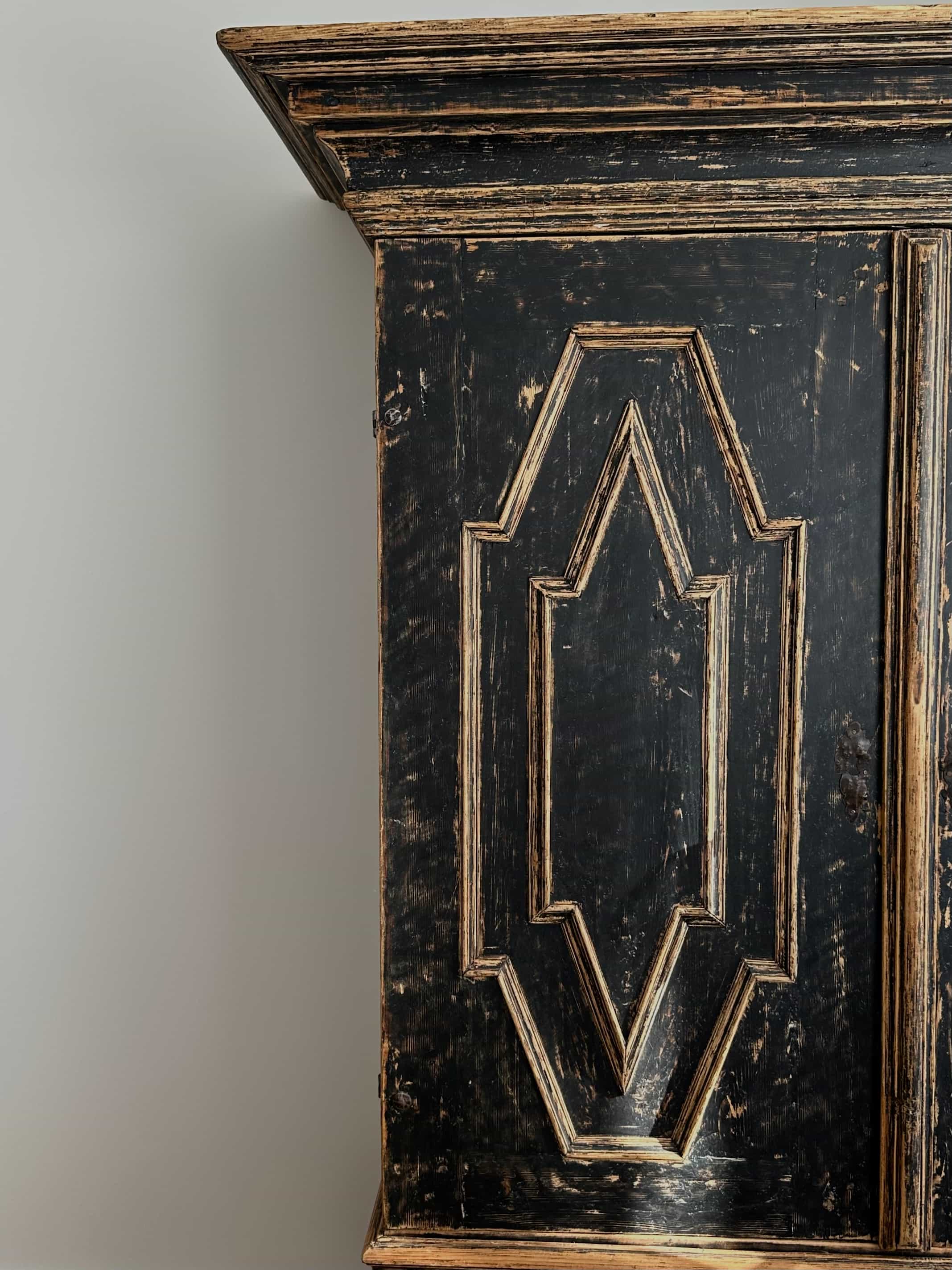 Black Swedish 18th Century Baroque Cupboard