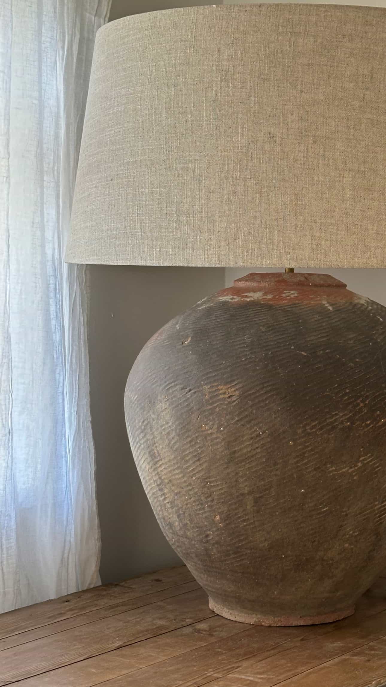 Huge Antique Terracotta Lamp