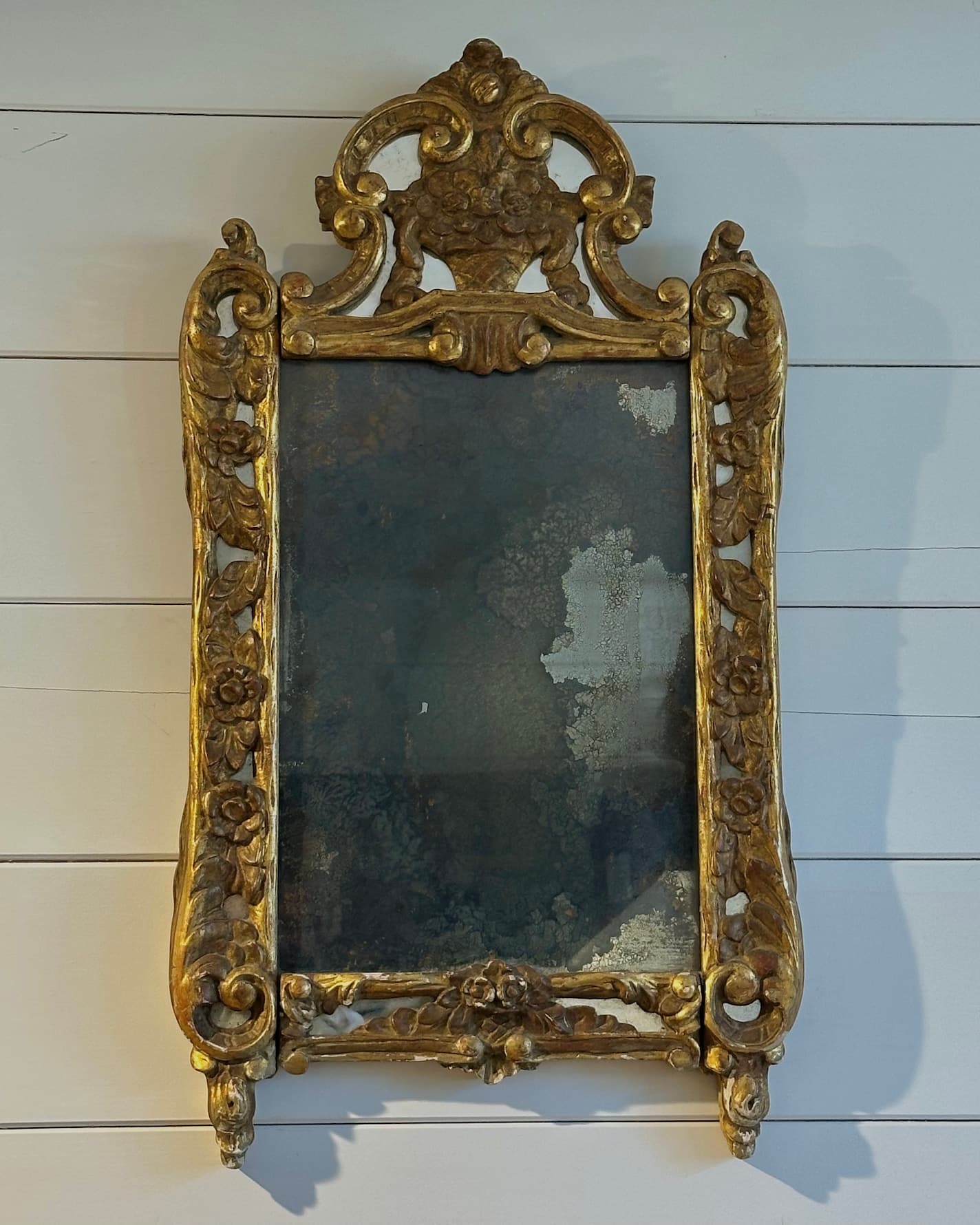 Antique French Ornate Gold Floral Mirror
