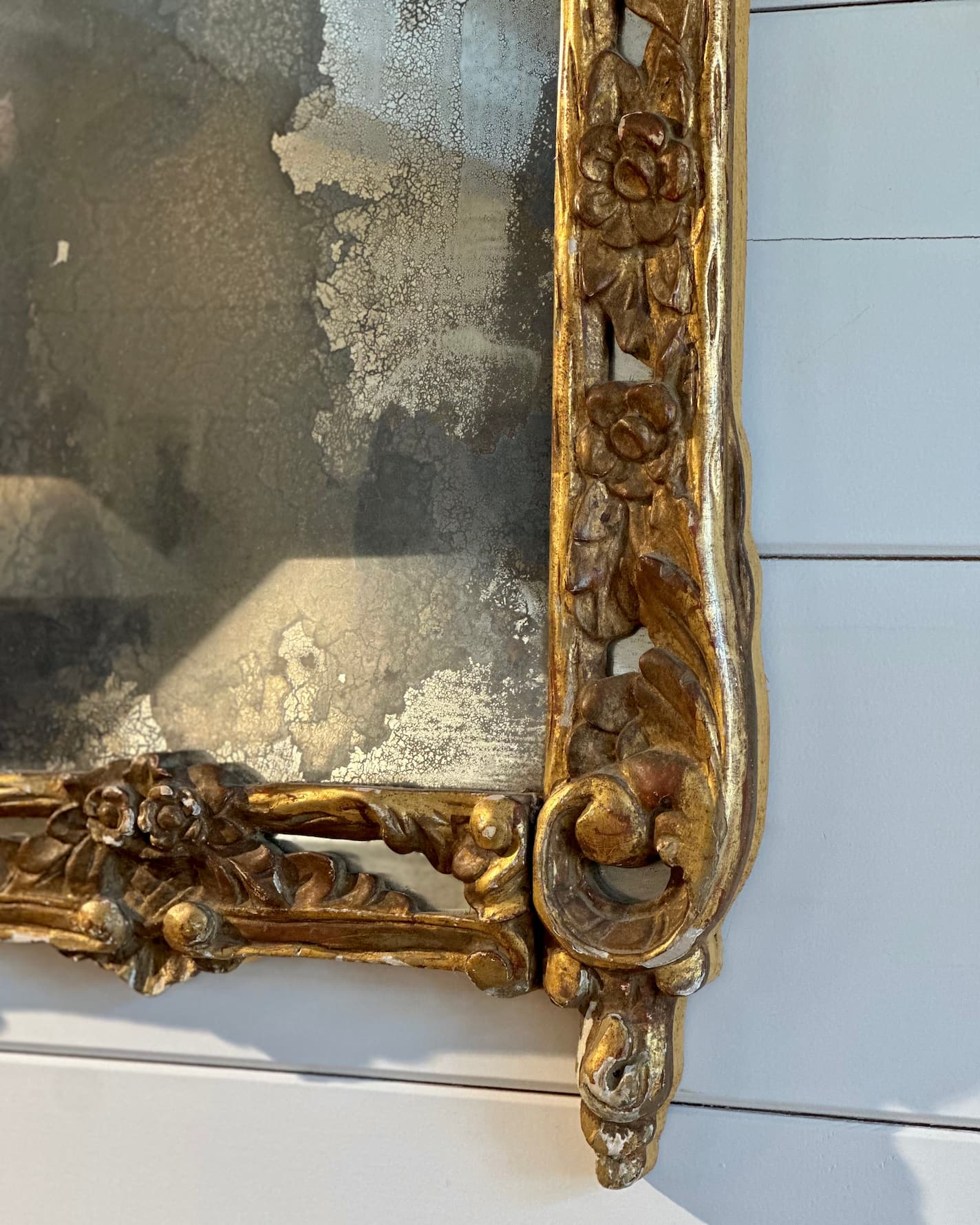 Antique French Ornate Gold Floral Mirror