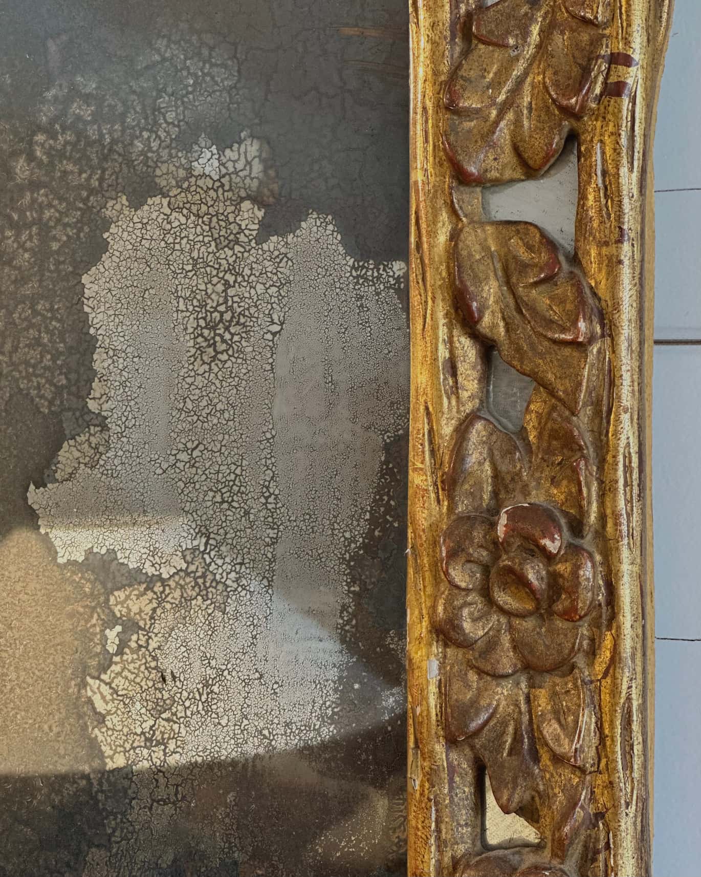Antique French Ornate Gold Floral Mirror