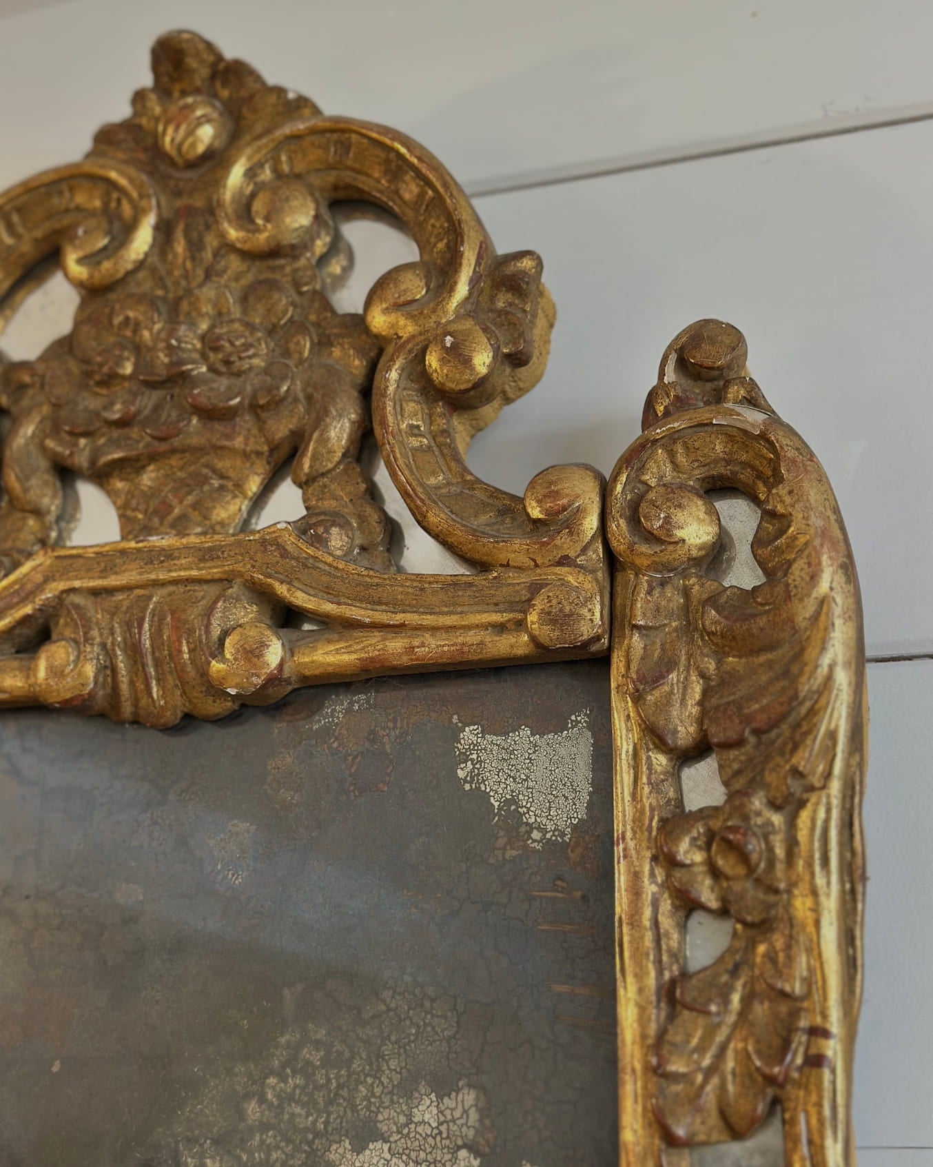 Antique French Ornate Gold Floral Mirror