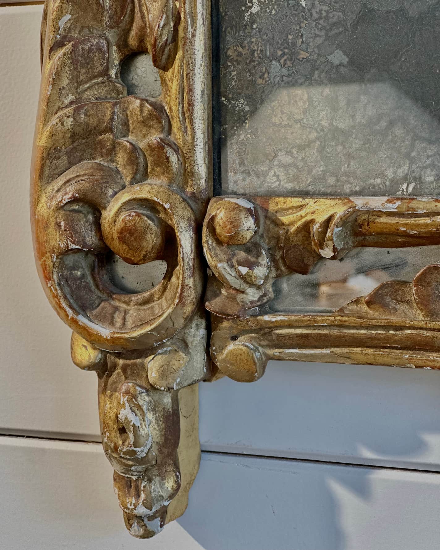 Antique French Ornate Gold Floral Mirror
