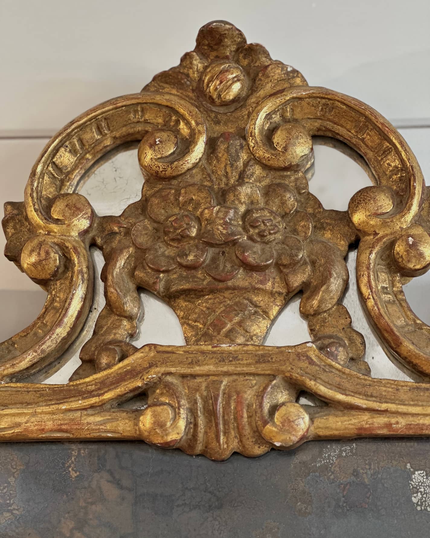 Antique French Ornate Gold Floral Mirror
