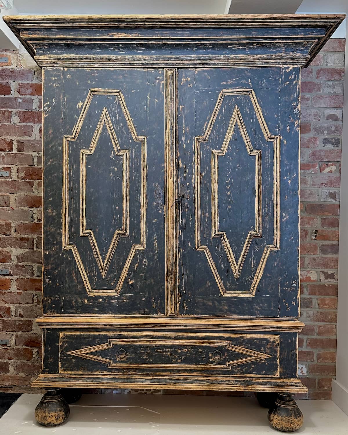 Black Swedish 18th Century Baroque Cupboard