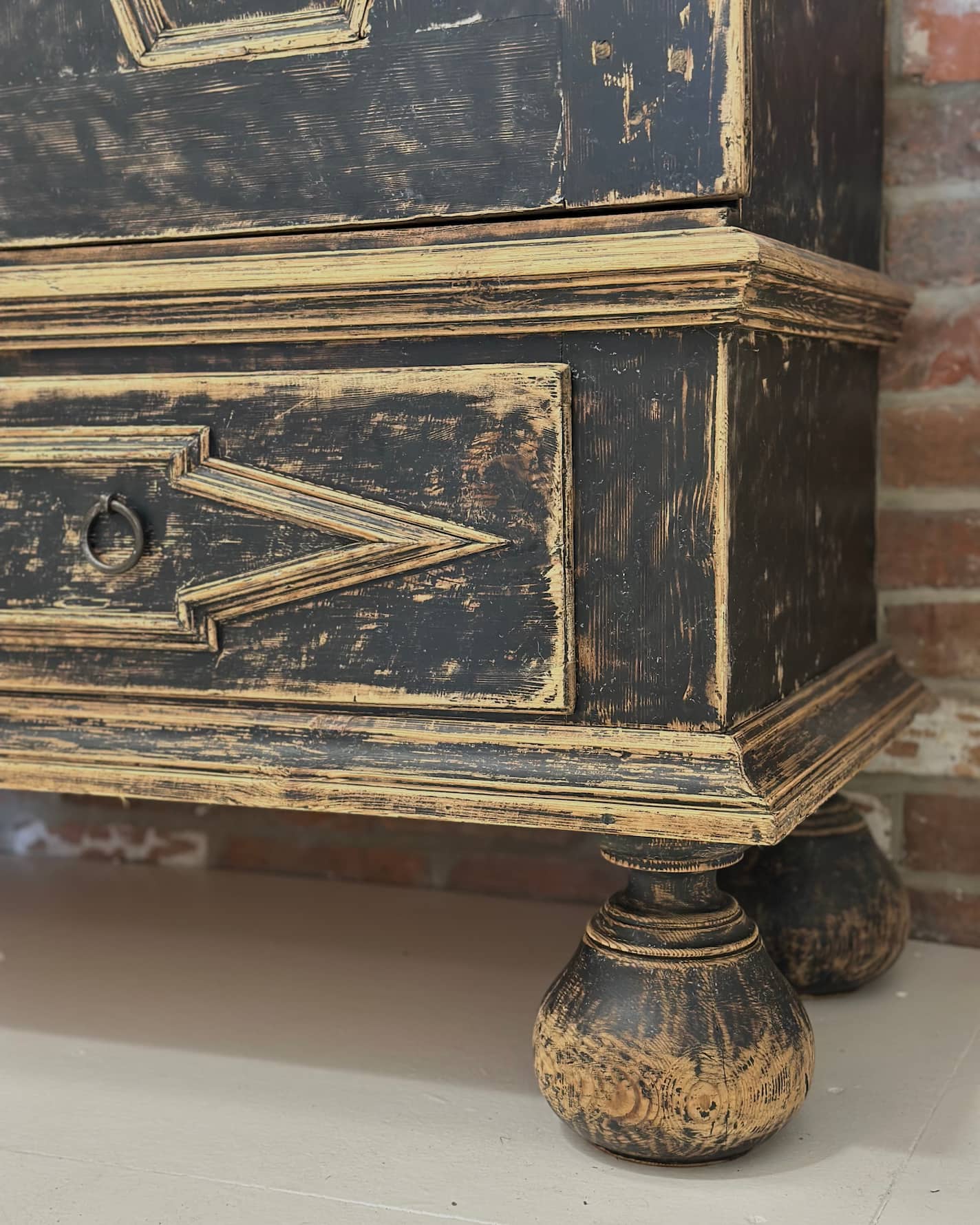 Black Swedish 18th Century Baroque Cupboard