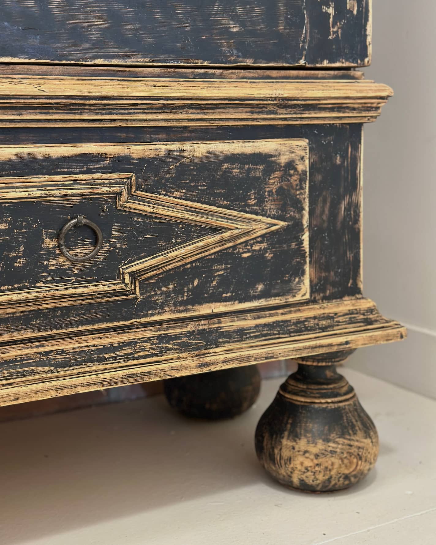 Black Swedish 18th Century Baroque Cupboard