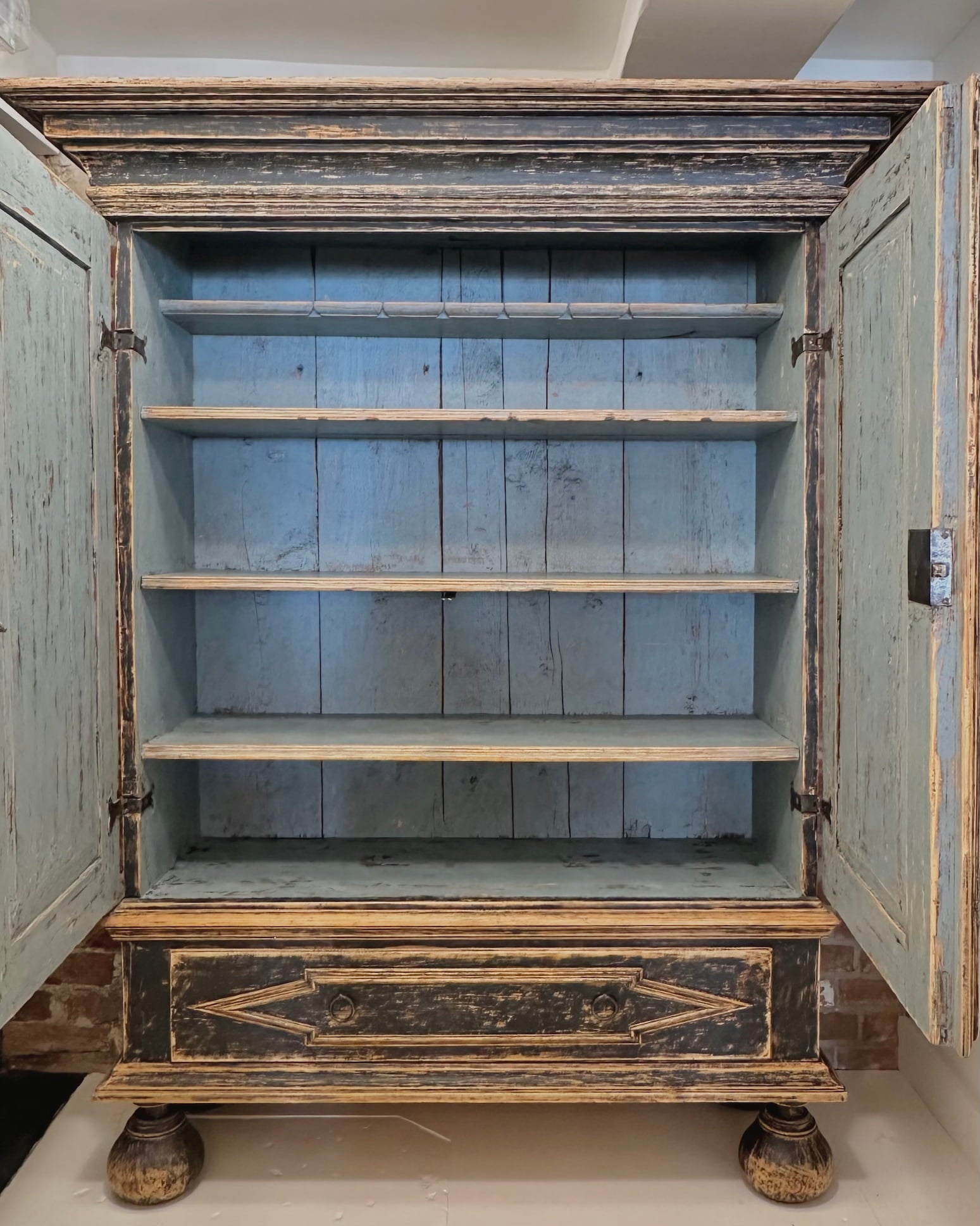 Black Swedish 18th Century Baroque Cupboard
