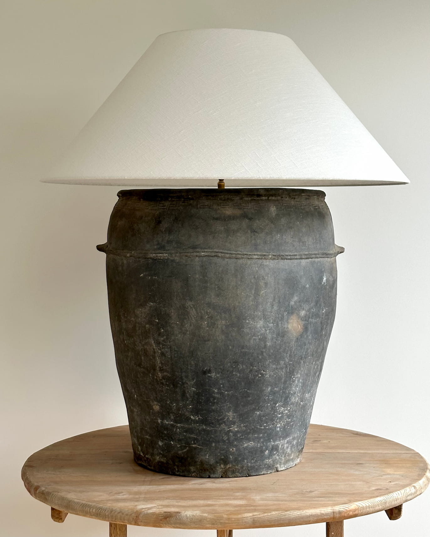 Huge Antique Chinese Water Vessel Lamp