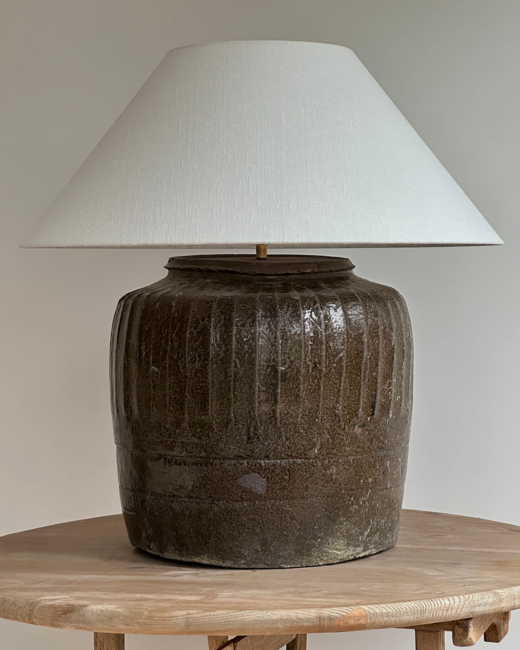 19th Century Brown Glazed Jar Lamp