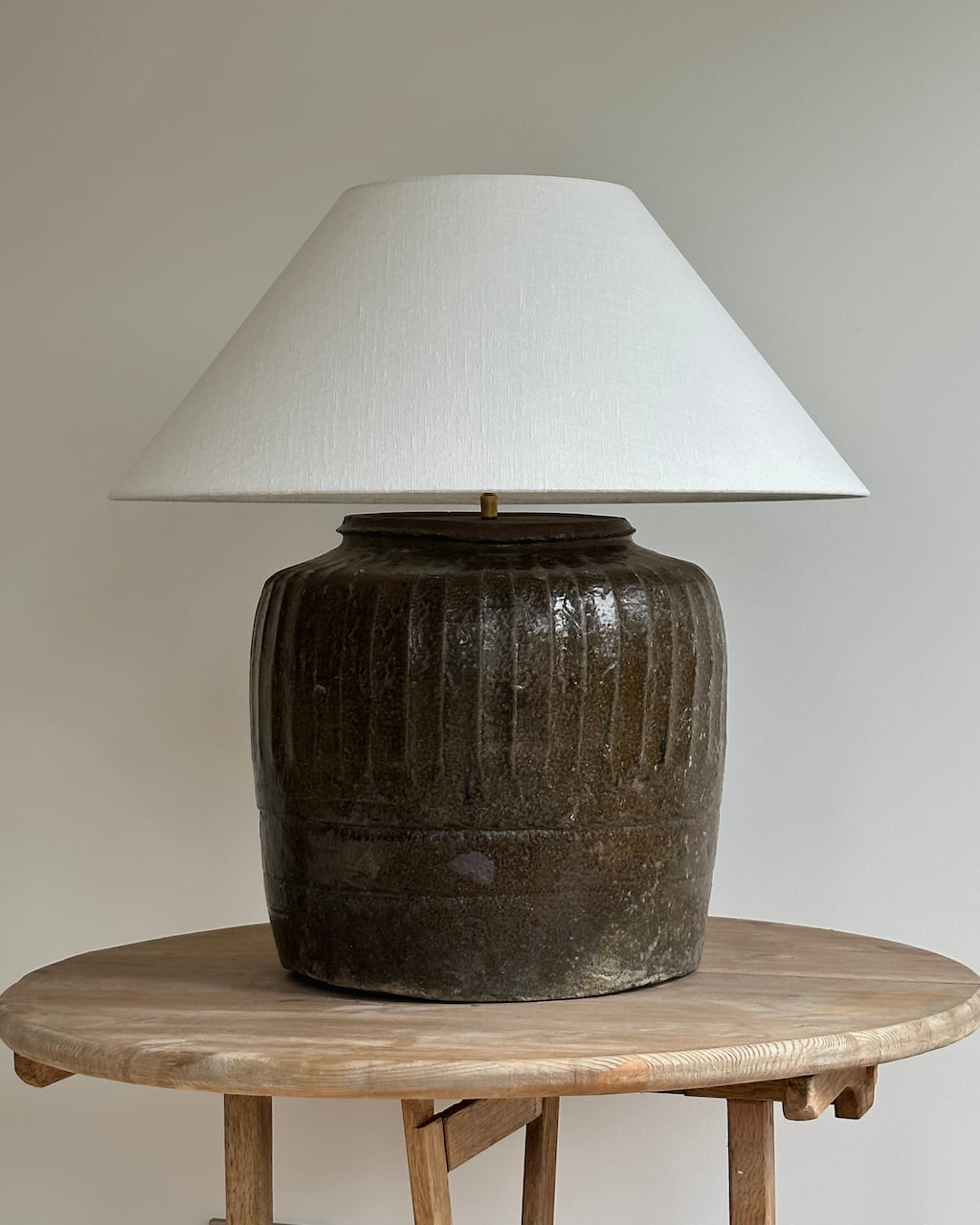 19th Century Brown Glazed Jar Lamp