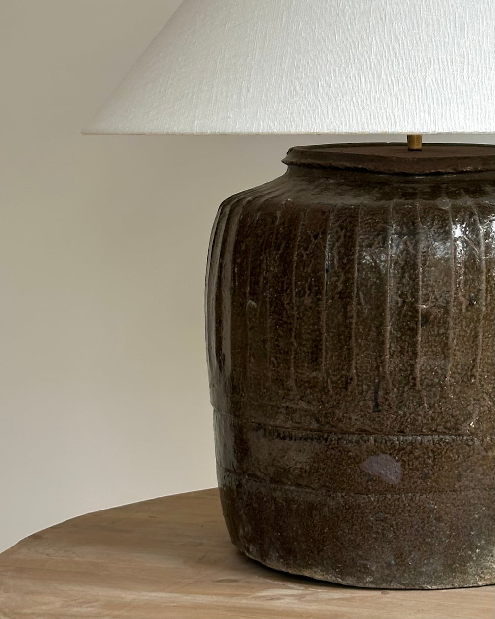 19th Century Brown Glazed Jar Lamp